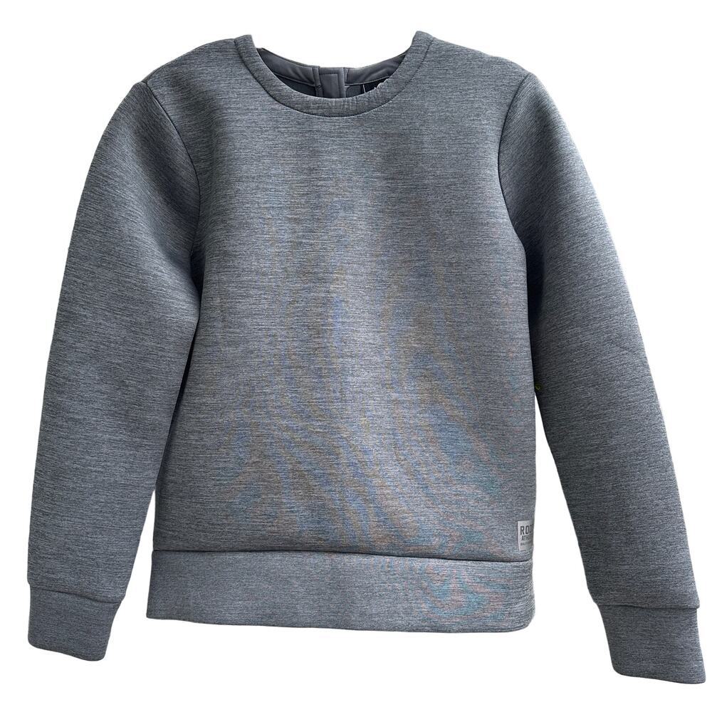 ROOTS Athletics Canada Gray Pullover‎ Back Zip Faux Neoprene Scuba Sweatshirt M